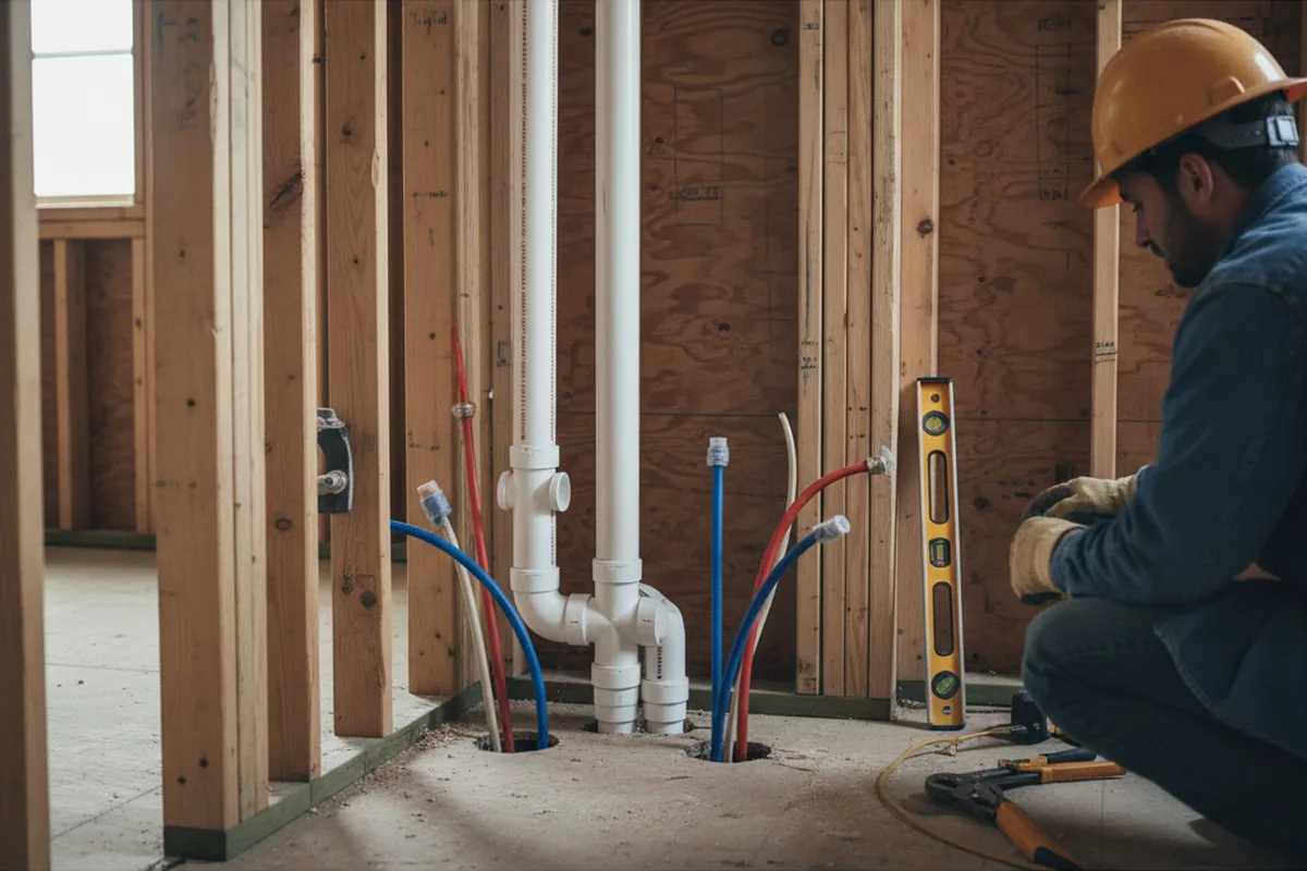 Drain and supply rough-in during Drain Cleaning in Jesup