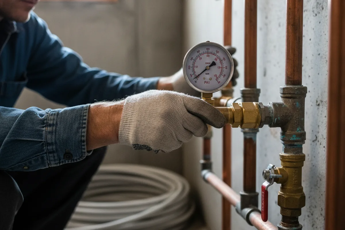 Pressure testing a repaired line during Water Line Repair in Jesup